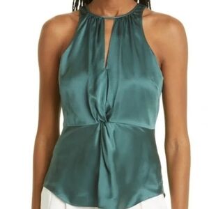 Cinq a Sept Satin Green Blouse